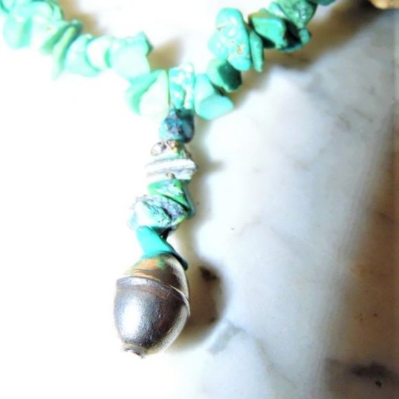 Turquoise Necklace with sterling plated beads long - Picture 3 of 4